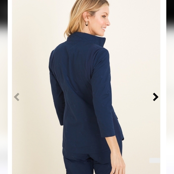 CHICO'S Blue Zinergy Flower-Embroidered Zip-Up Jacket size  3P (16P-18P) - Picture 3 of 12